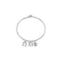Bracelet porte-bonheur argent rhodié 925/1000 - fer à cheval - chiffre 13 - coccinelle