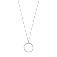 Collier cercle torsadé orné d'un oxyde, argent 925/1000 rhodié
