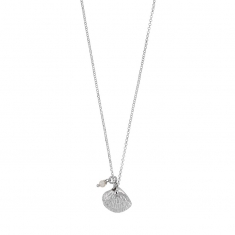 Collier coquillage en argent 925/1000 rhodié orné d'une perle synthétique blanc nacré