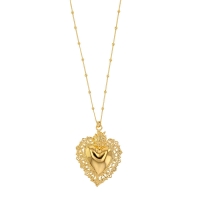 Collier en Argent 925/1000 doré avec coeur style dentelle