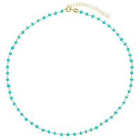 Collier en argent 925/1000 doré PERLAS LATINAS avec perles de verre turquoise