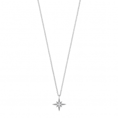 Collier étoile du nord ornée de 4 oxydes, argent 925/1000 rhodié