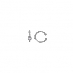 Faux piercing oreille torsadé avec oxyde serti clos, argent 925/1000 rhodié (l'unité)