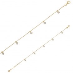 Bracelet avec pampilles d'oxydes de zirconium serti en argent 925/1000 doré