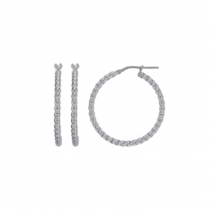 Créoles aspect perlé argent 925/1000 rhodié, fil 2,4mm