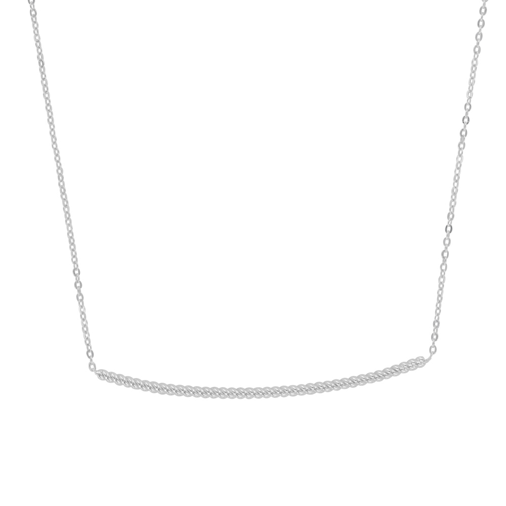Long collier en argent rhodié 925/1000 - forme carrée