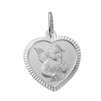 Médaille en argent 925/1000 - Ange en forme de coeur