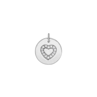 Médaille motif coeur en oxydes, argent 925/1000 rhodié