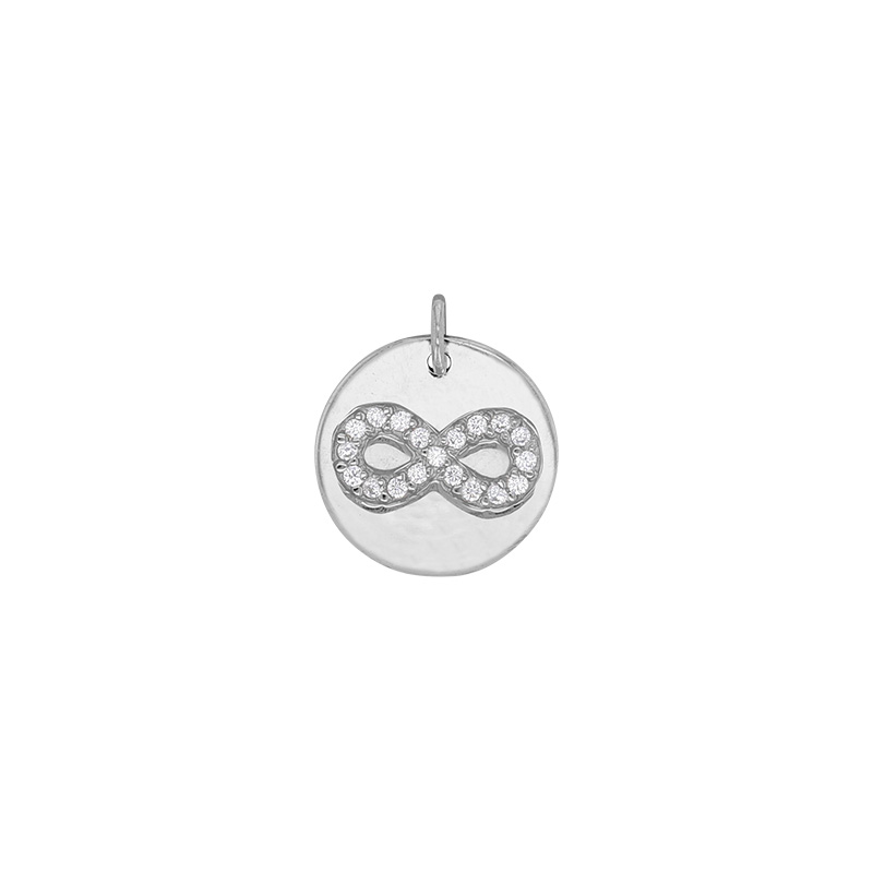 Médaille motif infini en oxydes, argent 925/1000 rhodié