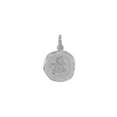 Médaille Ange argent 925/1000 rhodié contour irrégulier