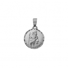 Médaille Saint Christophe aspect ciselé, argent 925/1000 rhodié