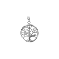 Pendentif arbre ajouré dans cercle en argent rhodié 925/1000
