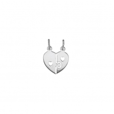 Pendentif argent rhodié 925/1000 - petit coeur séparable et ajouré avec motif coeur