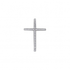 Pendentif croix pavage oxydes, argent 925/1000 rhodié