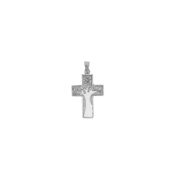 Pendentif croix large motif Arbre de vie gravé, argent 925/1000 rhodié