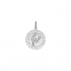 Médaille zodiaque Bélier gravé, argent 925/1000 rhodié