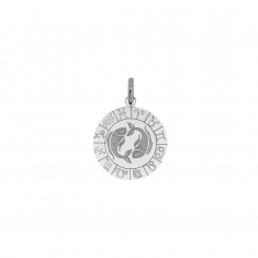 Médaille zodiaque Bélier gravé, argent 925/1000 rhodié