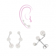 Boucles d'oreilles avec 3 perles sur tige en argent 925/1000