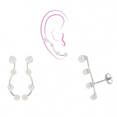 Boucles d'oreilles avec 4 perles sur tige en argent 925/1000
