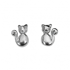 Boucles d'oreilles chat, forme puce en argent 925/1000