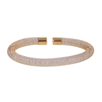Bracelet mixte tube en silicone blanc fil et Argent doré rose 925/1000