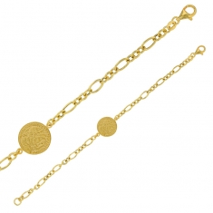Bracelet ROMAINE en Argent 925/1000 doré - pièce de monnaie mate