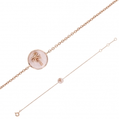 Bracelet en Argent doré rose 925/1000 et cristal motif palmier au centre