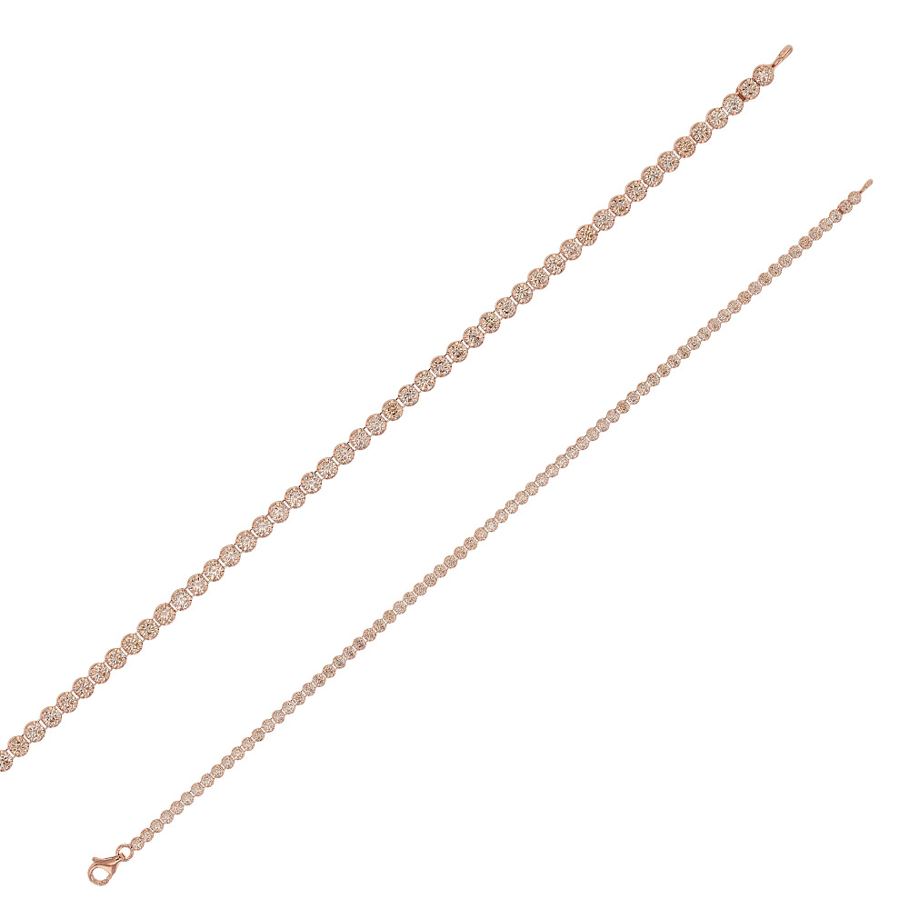 Bracelets rivières en argent 925/1000 doré-rose et oxydes, diam. 2,10mm