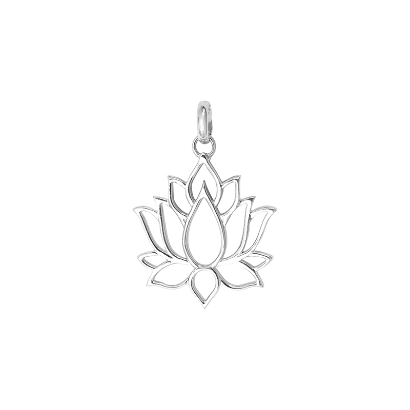 Pendentif fleur de lotus ajourée, argent 925/1000