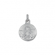 Médaille ronde en argent 925/1000 vieilli - Ange Raphaël