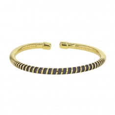 Bracelet mixte tube en silicone gris et Argent doré 925/1000