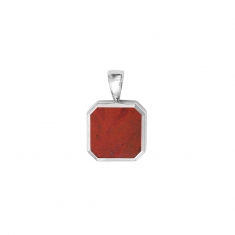 Pendentif forme octogonale, jaspe rouge, argent 925/1000