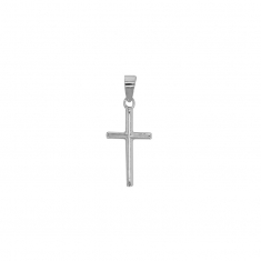 Pendentif petite croix lisse, argent 925/1000 rhodié