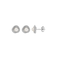 Boucles d'oreilles torsadées perles de culture d'eau douce, argent 925/1000