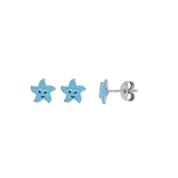 Boucles d'oreilles étoile de mer en Argent 925/1000 rhodié et émail