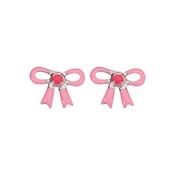 Boucles d'oreilles puces noeud rose en argent rhodié 925/1000