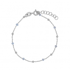 Bracelet boules émaillées bleu ciel, argent 925/1000 rhodié