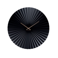 Horloge murale noire en acier, forme d'éventail japonais