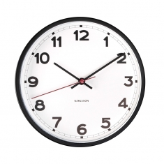 Horloge murale petit modèle métal, cadran blanc, aiguilles noires