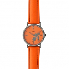 Montre Lutetia avec boîtier en métal, cadran orange et bracelet synthétique orange