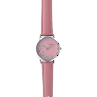 Montre Lutetia avec motif fleuri et boîtier métal, cadran et bracelet synthétique rose
