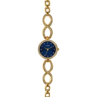 Montre Lutetia boîtier et bracelet métal doré, pierres synthétiques, cadran bleu