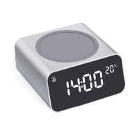 Réveil et thermomètre en aluminium recyclé gris clair