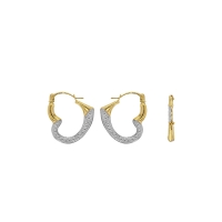 Boucles d'oreilles Or jaune et blanc 375/1000 - Coeur avec oxydes de zirconium