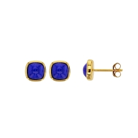 Boucles d'oreilles puces cabochon Lapis-lazuli Or 375/1000