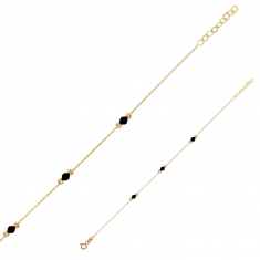 Bracelet Or 375/1000 orné d'oxydes de zirconium teinté noir