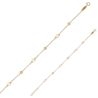 Bracelet Or 375/1000 orné de perles de culture d'eau douce et d'oxydes de zirconium