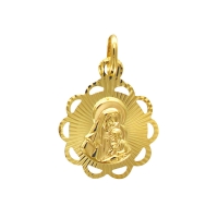 Médaille avec contour travaillé or 375/1000 - Vierge à l'enfant