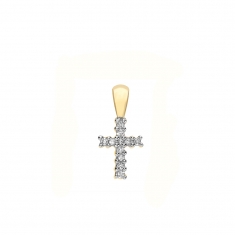 Pendentif Croix Or 375/1000 et 11 diamants