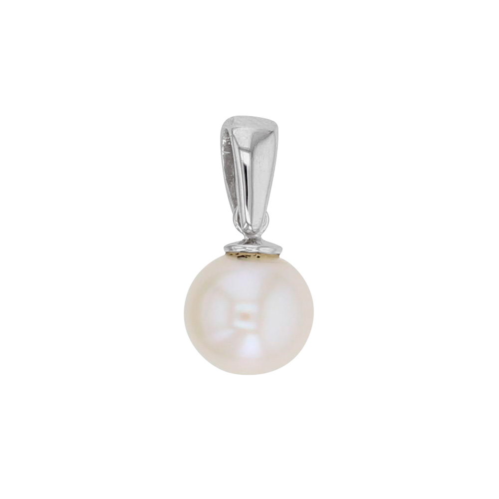 Pendentif Or blanc 375/1000 - perle d'eau douce ø6mm